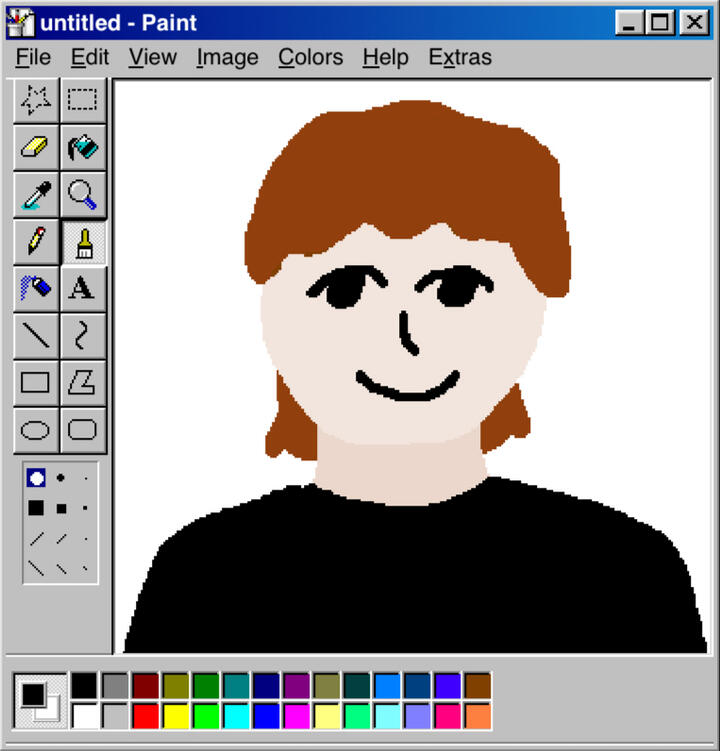 Windows 98 paint window featuring a simple drawing of Brie
